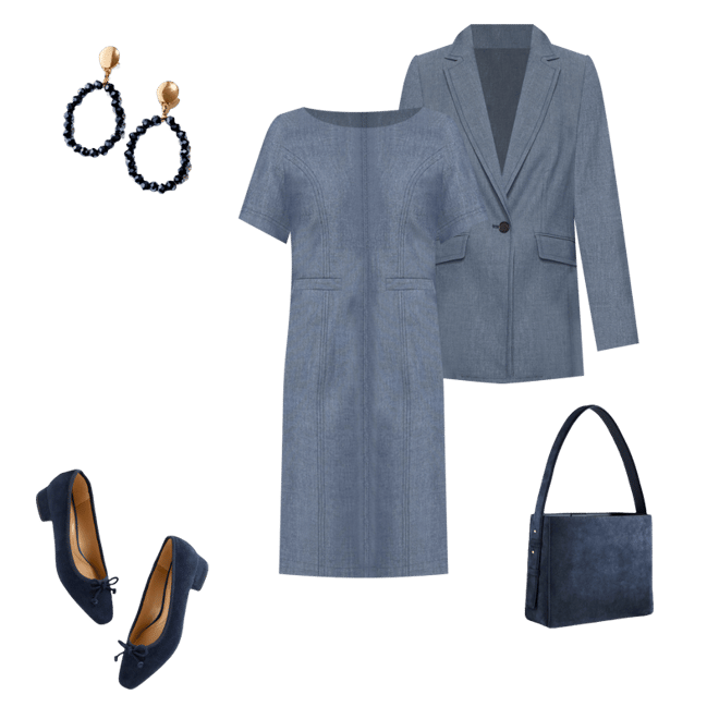 talbots denim dresses Square-Neck Denim Shift Dress