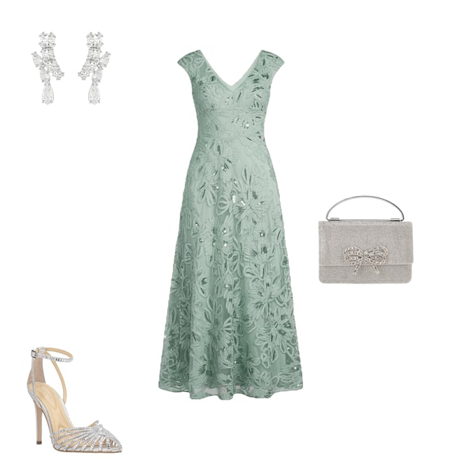 narrow a line wedding dress Eliza J Blue/Nude Crochet Lace Overlay Dress- Size 14 – The Saved Collection main image 0