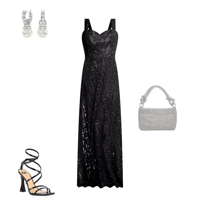 strapless open back dress Anabel Sequin Embroidered Gown – Dress the Population main image 0