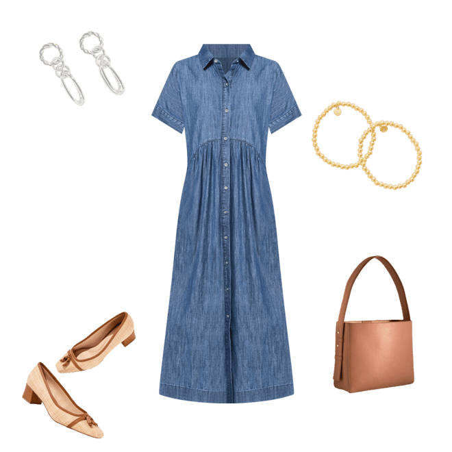 denim shirt dress short sleeve Performance Denim Lite Wrap Shirt Dress