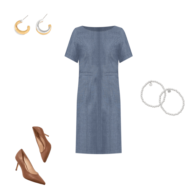 denim dress talbots Navy Cotton Asymmetric Midi Dress  self-portrait-US
