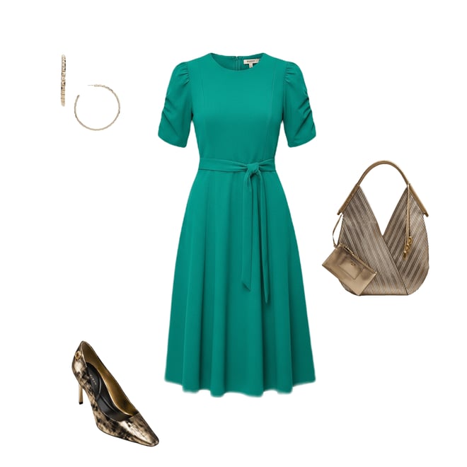 green emerald velvet dress DKNY Green Eyelet Dress, M – Second Serve Resale main image 0