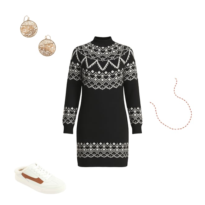 Fair Isle Mock Neck Mini Sweater Dress | maurices