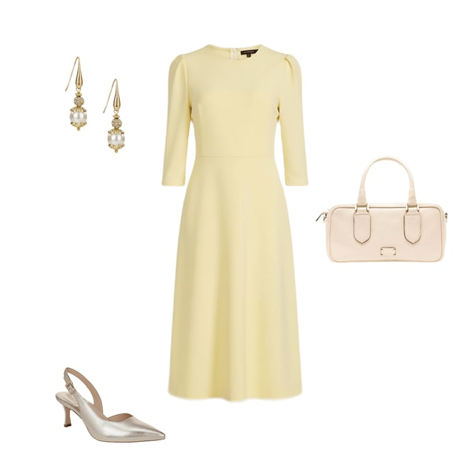 Investments Scuba Crepe 3/4 Sleeve Crew Neck Fit And Flare Midi Dress |  Dillard's