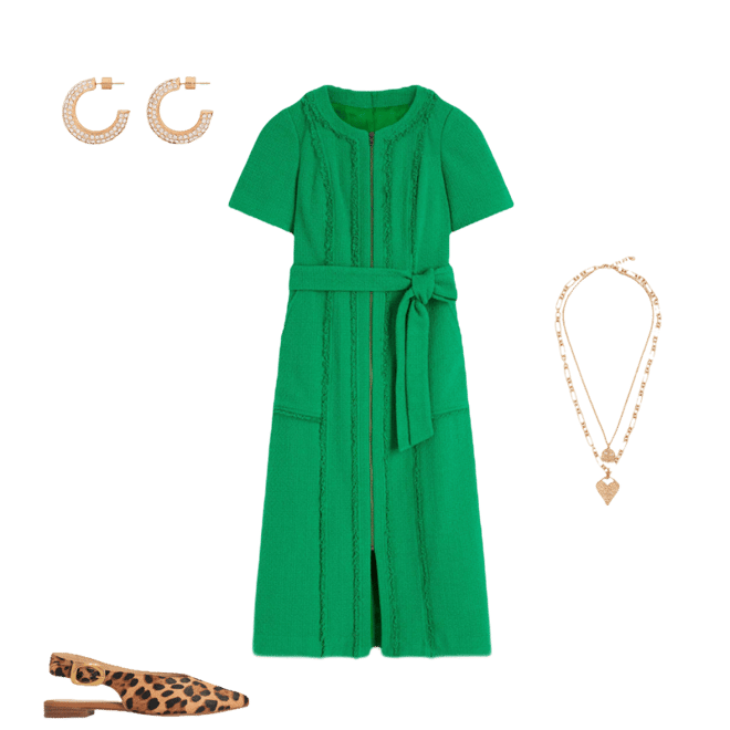 Ruth Zip Texture Dress-Green | Boden USA