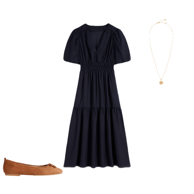 Irene Linen Midi Dress-Navy | Boden USA