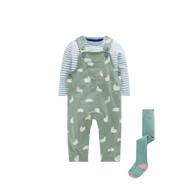 マメ Knitted Overalls、fetico JERSEY TOP Jersey Overalls Set - Green Sheep | Boden USA