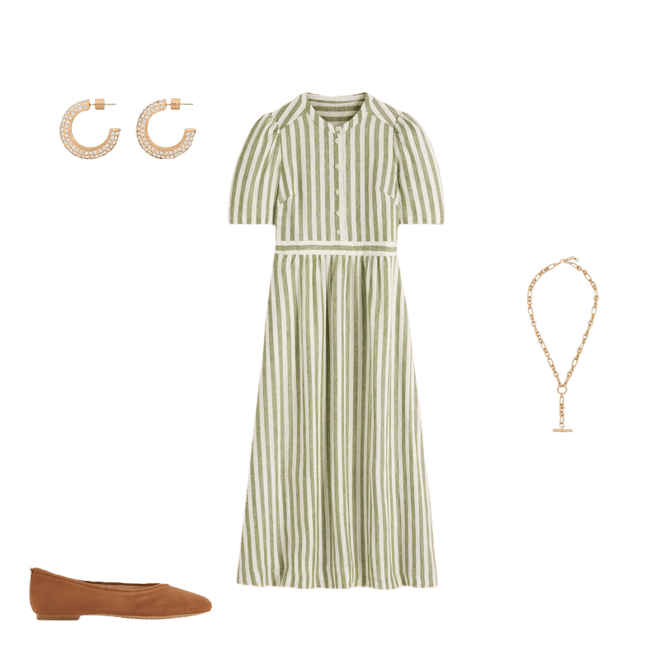 knee length dresses for ladies Annet Linen Blend Midi Dress-Cherry Blush
