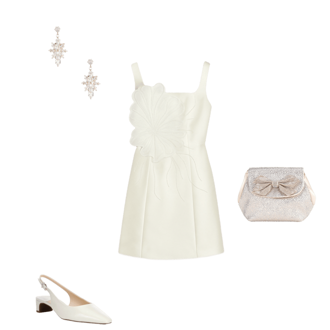 Adrianna Papell Mikado Square Neck 3D Beaded Flower Dress