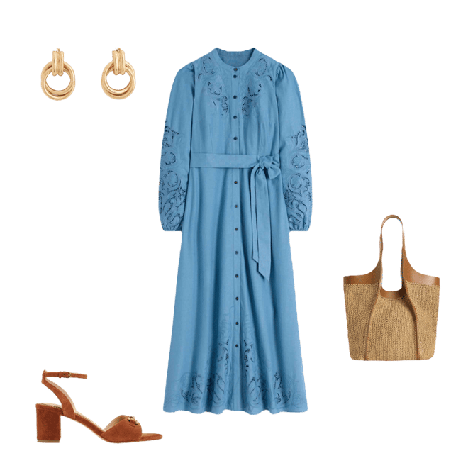 Mae Linen Blend Shirt Dress-Blue Heaven | Boden USA