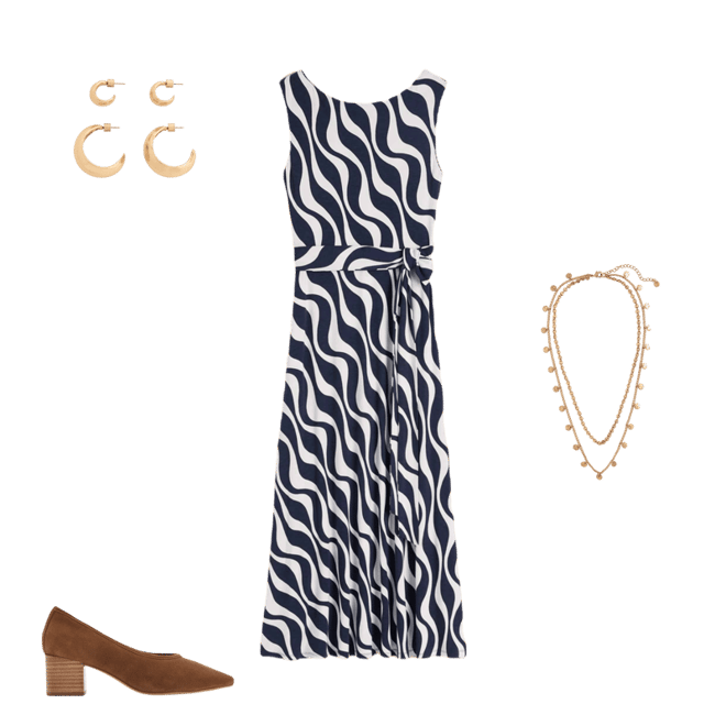 Tamsin Jersey Midi Dress-French Navy, Rhythmic Wave | Boden USA