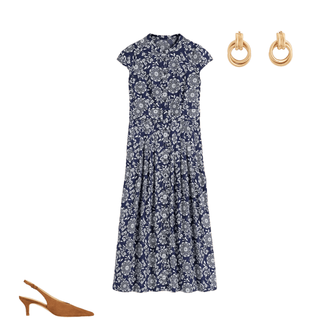 Navy Blue Hobbs Arabella Arabella Cotton Maxi Dress-Navy, Decorative  Blossom Boden USA