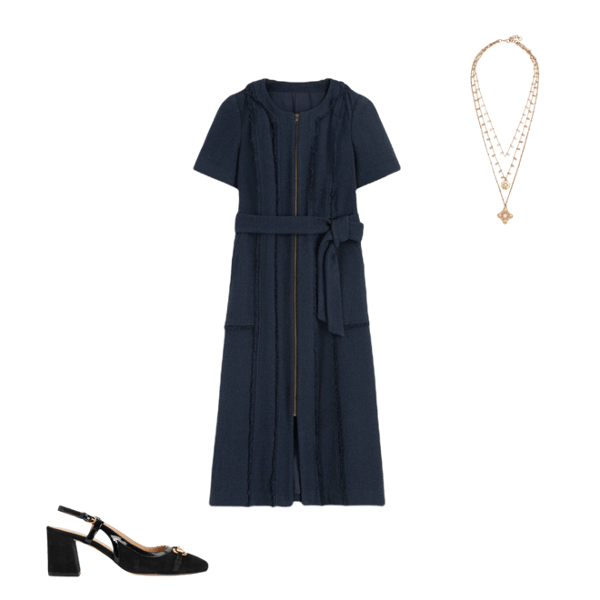 Ruth Zip Texture Dress-Navy | Boden USA