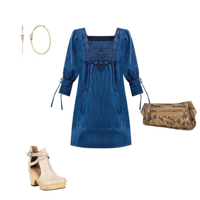 Free People Women's Sonora Denim Mini Dress - Blue - Size L