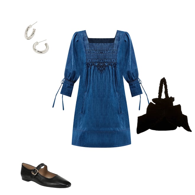 Free People Sonora Square Neck Long Sleeve Denim Baby Doll Mini Dress |  Dillard's