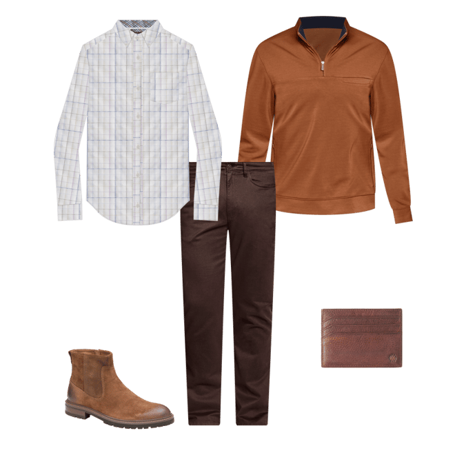 Men's Essential Quarter-Zip in Rust | Johnston & Murphy