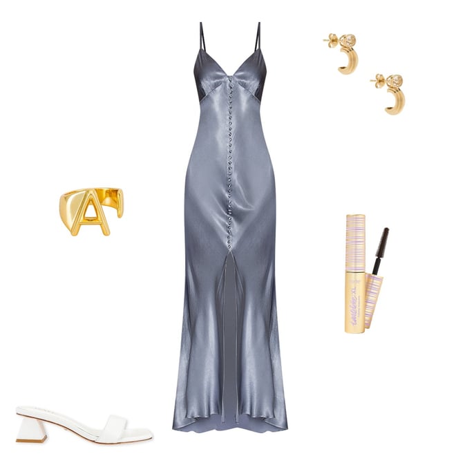 Shona Joy La Lune Bias Slip Dress in Blue Smoke | REVOLVE