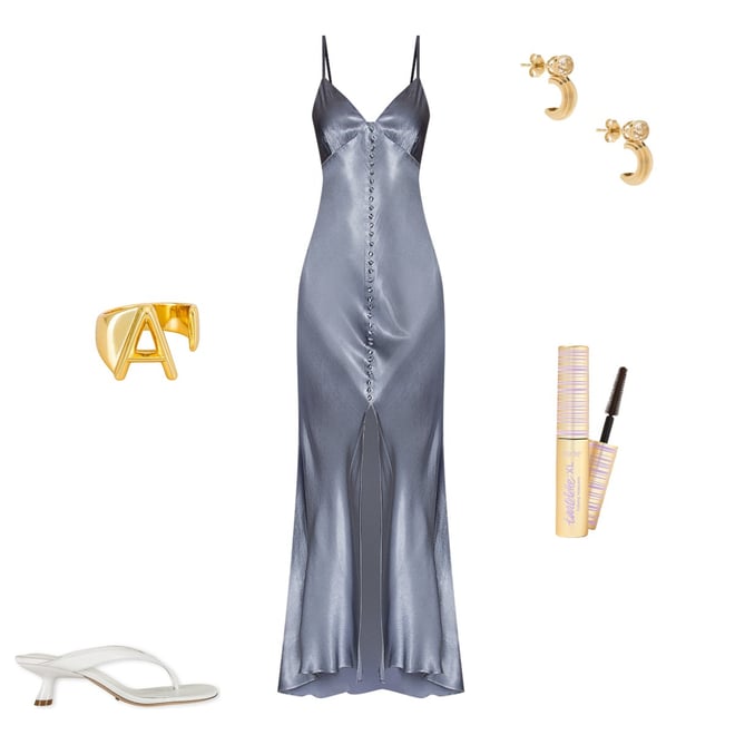 Shona Joy La Lune Bias Slip Dress in Blue Smoke | REVOLVE