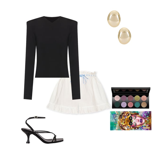 Norma Kamali ロングスリーブショルダーパッドVネックトップ - Black