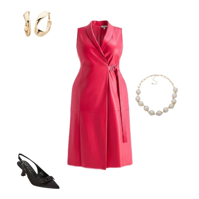 Ashley Graham Faux Leather Wrap Dress, Color: Vibrant Crimson - JCPenney