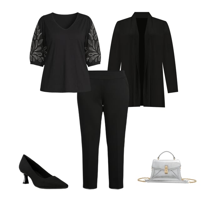 Investments Plus Size Soft Separates Long Sleeve Open Front Side