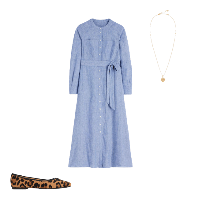 Boden Women's Mollie Linen Midi Dress in Blue | Size 6