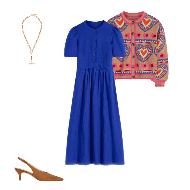 chinese dress ladies Boden Women's Ivy Linen Midi Dress in Blue