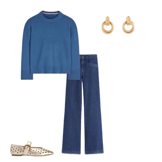 Lucy Relaxed Cotton Sweater-Denim Blue | Boden USA