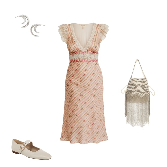 Free People Women's Bali Belle Deep V-Neck Midi Dress - Soft Pink - M