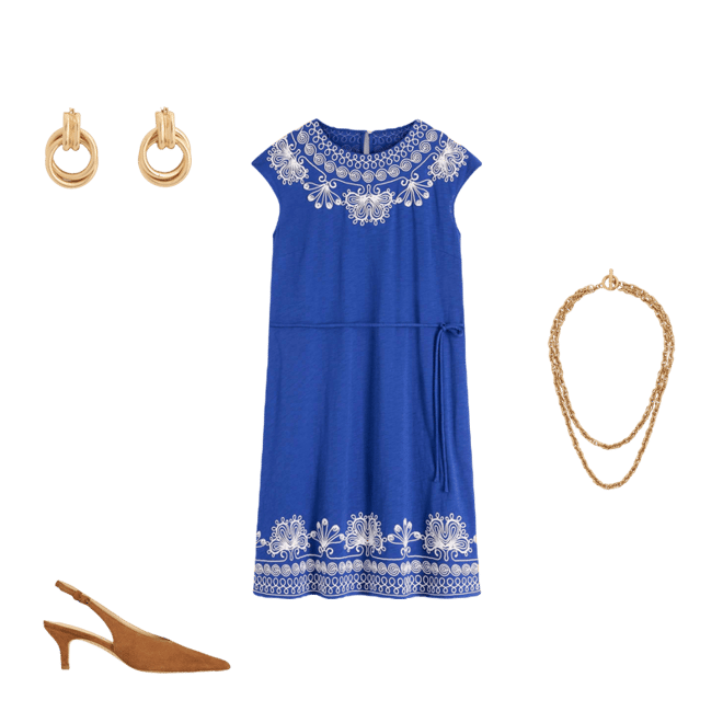 sachin and babi light blue dress Embroidered Jersey Short Dress-Bright Blue