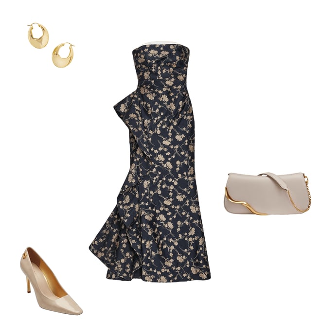 slim fit dress slacks Brocade Sleeveless Wrap Ball Gown | Gown
