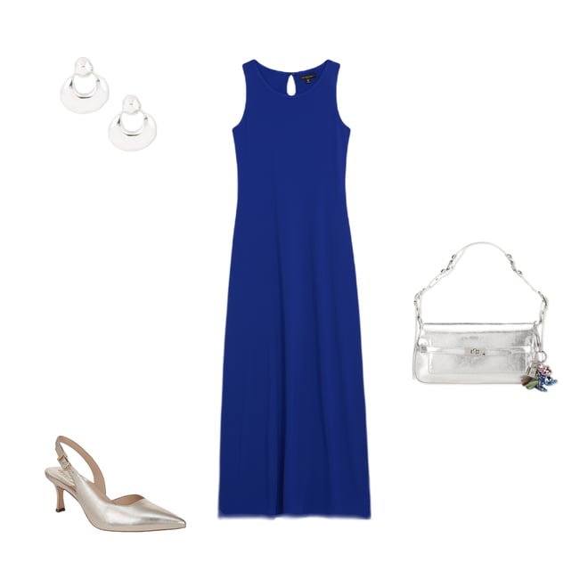 sandro blue dress Sandro Rib knitted midi dress - Blue