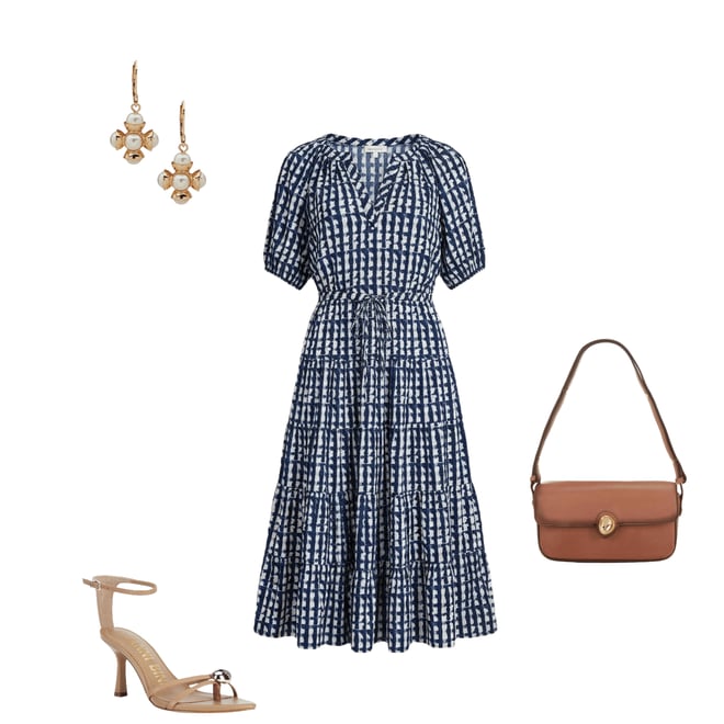 calvin klein blue gingham dress Aster Dress White Sky Blue Midi Dress 2 / White/Sky Blue / Tie Dye Gingham Musola