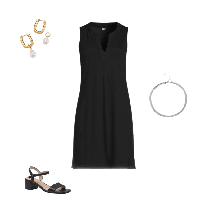 lands end cotton jersey dress Women's Sleeveless Cotton Jersey Notch Neck Flounce Dress