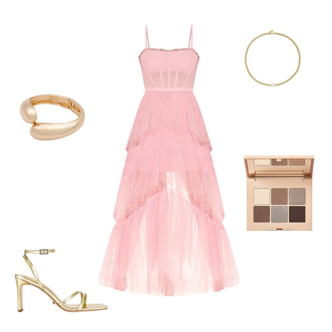 BCBGMAXAZRIA Corset Tulle Gown in Pink Tint in Pink Rose | REVOLVE