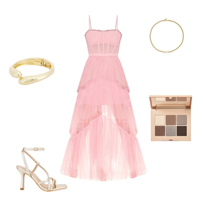 BCBGMAXAZRIA Corset Tulle Gown in Pink Tint in Pink Rose | REVOLVE