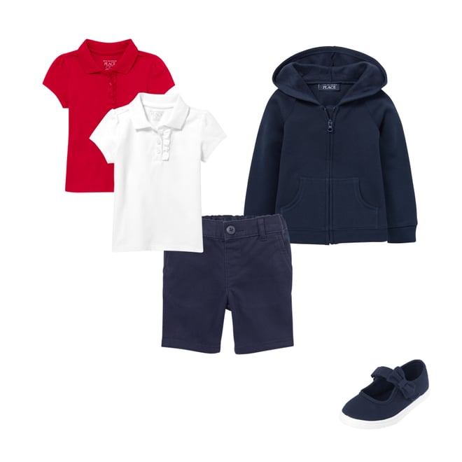 2nd bundle featuring 3 items which compliment Toddler Girls Uniform Stretch Chino Shorts