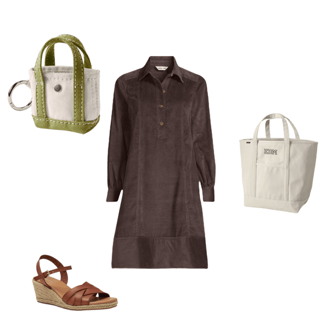 Women's Wide Wale Cord Popover Long Sleeve Shirt Dress | Lands' End