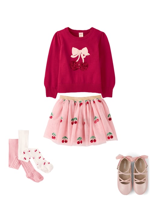 2nd bundle featuring 3 items which compliment Girls Sequin Cherry Tutu Skirt