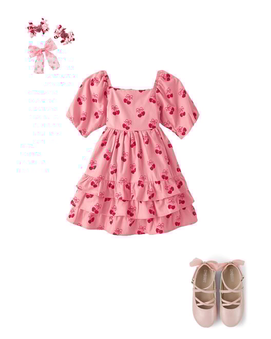 1st bundle featuring 2 items which compliment Girls Cherry Heart Flannel Tiered Dress