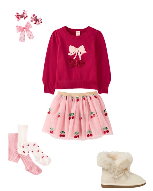 9th bundle featuring 4 items which compliment Girls Heart Cherry Cable Knit Tights 2-Pack