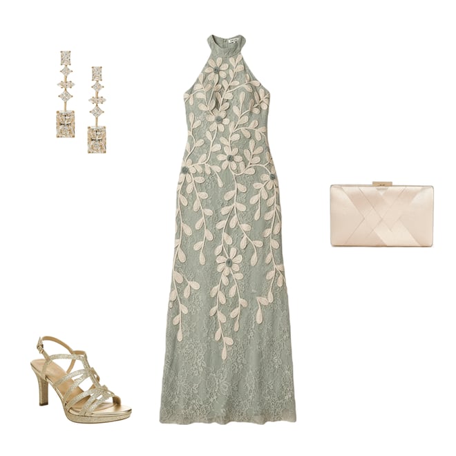 slim fit dress slacks Velvet Floral Beaded Gown With Sheer Tank Straps In Gem Green