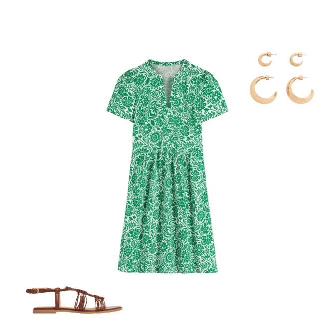 Naomi Short Sleeve Dress-Fresh Green, Meadow Scatter | Boden USA