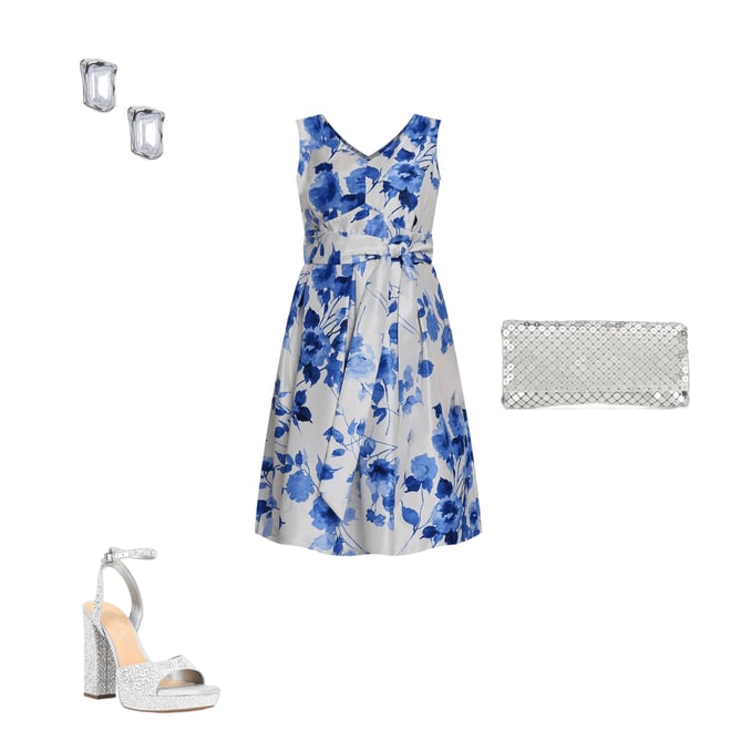Jessica Howard Plus Size Floral Shantung V-Neck Sleeveless A-Line Midi Dress  | Dillard's