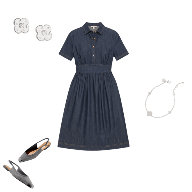 Fit & Flare Denim Dress - Castine Wash | Talbots