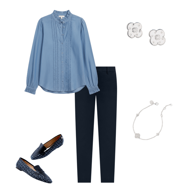 Pintuck Chambray Top - Treadwell Wash | Talbots