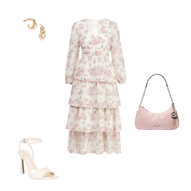 Layered With Love Embroidered Chiffon Long Sleeve Tiered Floral Midi Dress  | Dillard's