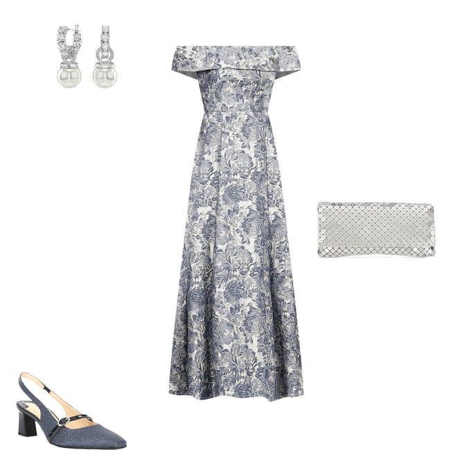 sachin and babi light blue dress Xscape Short Beaded Sheer Flutter Sleeve Cascading Draped Waist V-Neck  Beaded Gown main image 0