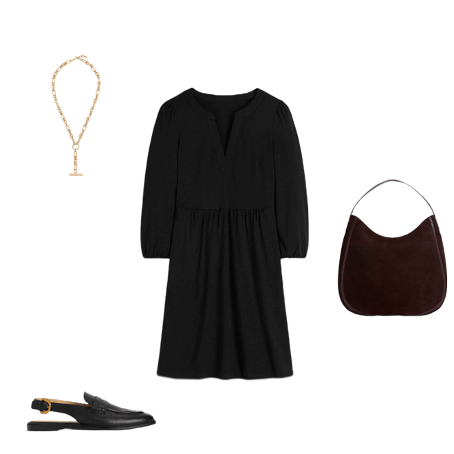 Cathy Notch Neck Jersey Dress-Black | Boden USA