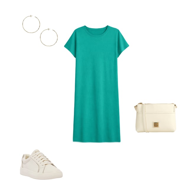 Eileen Fisher Organic Cotton Blend Stretch Jersey Crew Neck Short Sleeve  Dress | Dillard's
